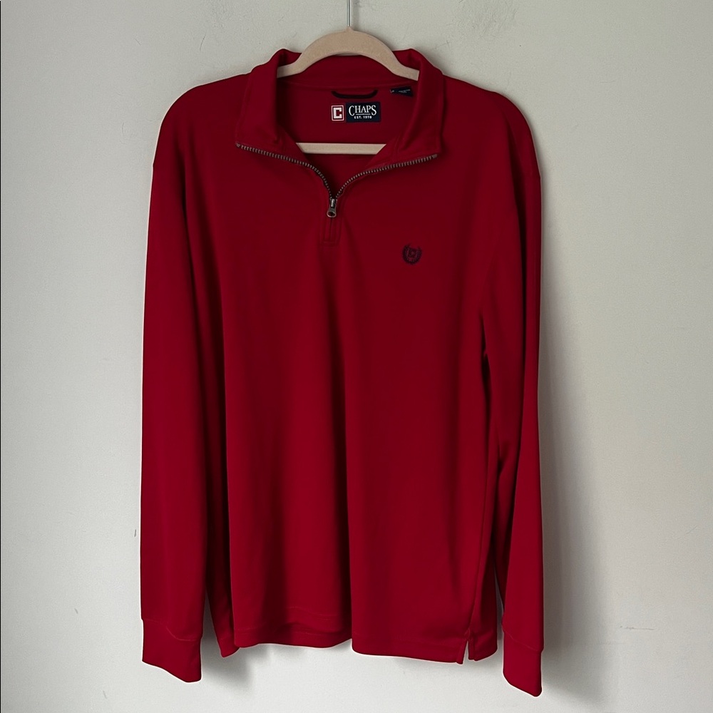 Chaps Men’s Long Sleeve Red quarter Zip Pullover, size Large🟩
